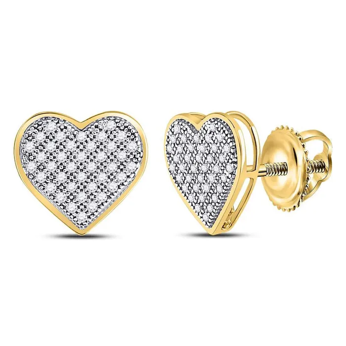 GND GND 10kt Yellow Gold Womens Round Diamond Heart Earrings 14 Cttw Earrings GND GND 10kt Yellow Gold Womens Round Diamond Heart Earrings 14 Cttw Earrings