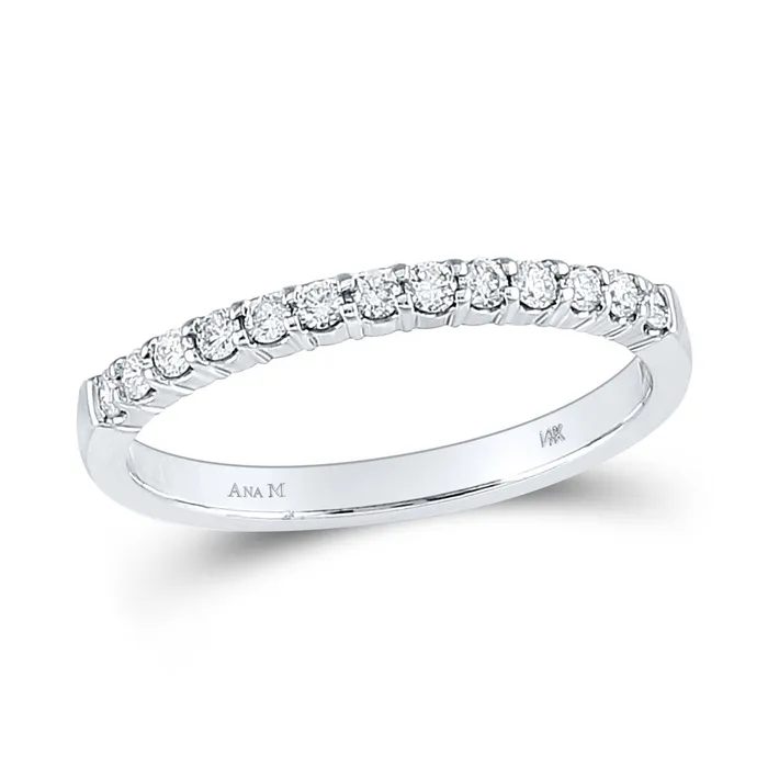 GND GND 14kt White Gold Round Diamond Machineset Wedding Band Ring 14 Cttw Size 7 Rings GND GND 14kt White Gold Round Diamond Machineset Wedding Band Ring 14 Cttw Size 7 Rings