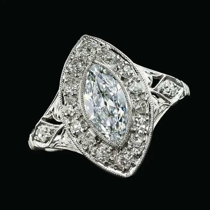 Halo Ring Marquise Old Mine Cut Genuine Natural Earth Mined Diamond Bezel Set Milgrain 6 Carats HarryChadEntcom Rings Halo Ring Marquise Old Mine Cut Genuine Natural Earth Mined Diamond Bezel Set Milgrain 6 Carats HarryChadEntcom Rings