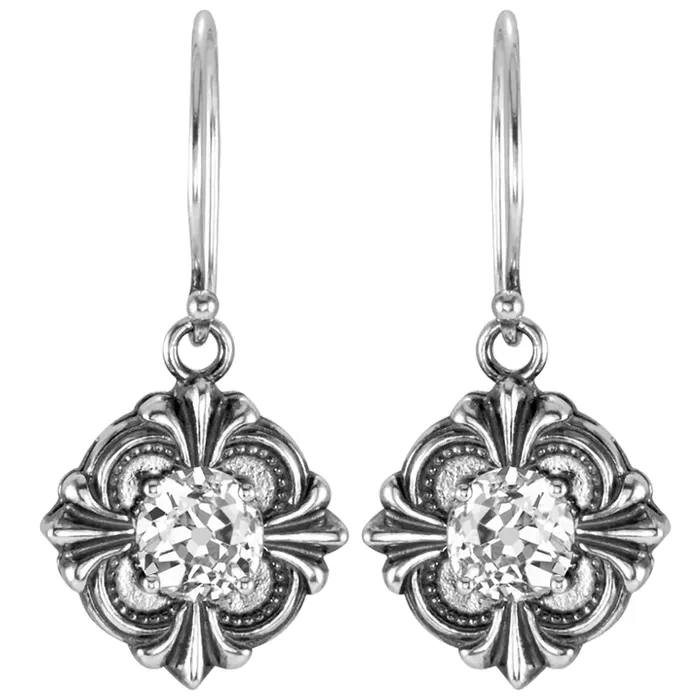 HarryChadEntcom 3 Carats White Gold Antique Style Real Natural Earth Mined Diamond Earrings Round Old Mine Cut Earrings HarryChadEntcom 3 Carats White Gold Antique Style Real Natural Earth Mined Diamond Earrings Round Old Mine Cut Earrings