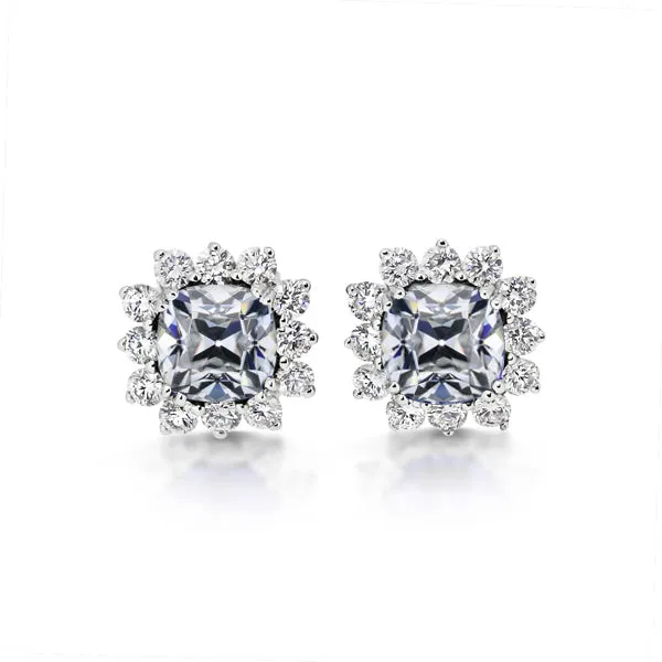 HarryChadEntcom Earrings Halo Cushion Old Cut Earth Mined Diamond Stud Earrings Jewelry 5 Carats HarryChadEntcom Earrings Halo Cushion Old Cut Earth Mined Diamond Stud Earrings Jewelry 5 Carats