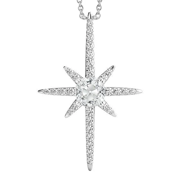 HarryChadEntcom Necklaces Cushion Old Miner Round Cross Real Natural Earth Mined Diamond Pendant 3 Carats