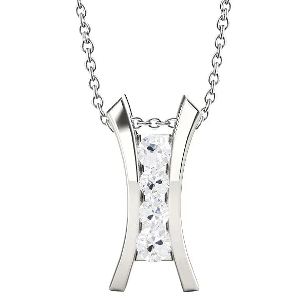 HarryChadEntcom Necklaces Four Stone Round Old Miner Genuine Natural Earth Mined Diamond Pendant With Chain 2 Carats Gold HarryChadEntcom Necklaces Four Stone Round Old Miner Genuine Natural Earth Mined Diamond Pendant With Chain 2 Carats Gold