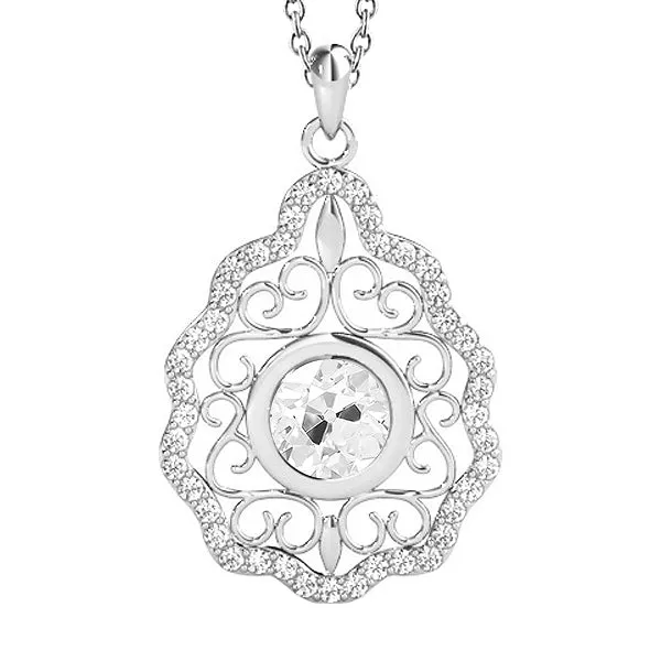 HarryChadEntcom Necklaces Round Old Cut Natural Earth Mined Diamond Fancy Pendant Bezel Set 250 Carats White Gold HarryChadEntcom Necklaces Round Old Cut Natural Earth Mined Diamond Fancy Pendant Bezel Set 250 Carats White Gold