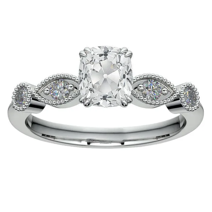 HarryChadEntcom Rings Cushion Shaped Real Natural Earth Mined Diamond Old Miner Cut Ring Accented 375 Carats Milgrain HarryChadEntcom Rings Cushion Shaped Real Natural Earth Mined Diamond Old Miner Cut Ring Accented 375 Carats Milgrain