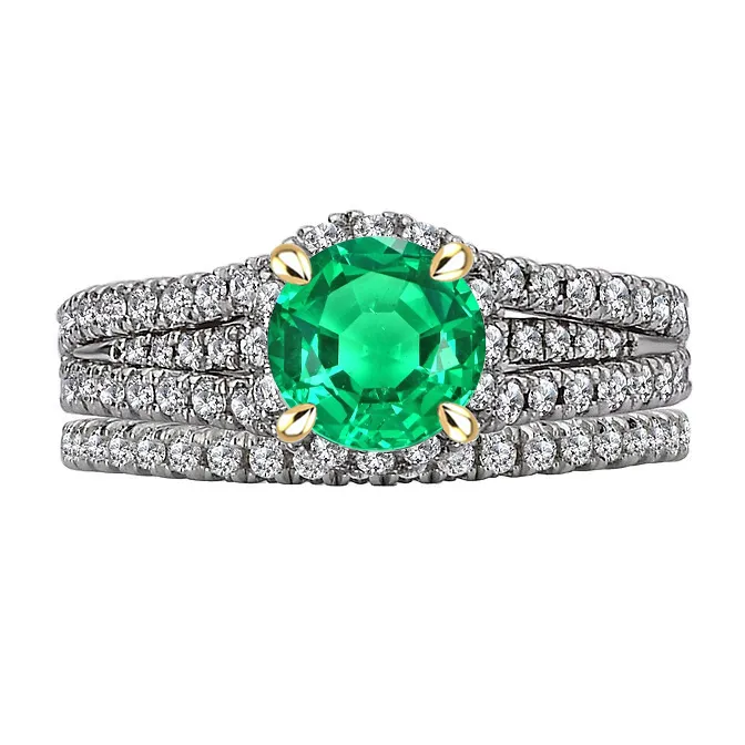 HarryChadEntcom Rings Elegant Green Emerald Ring Set Round Cut Eagle Claw Prongs HarryChadEntcom Rings Elegant Green Emerald Ring Set Round Cut Eagle Claw Prongs