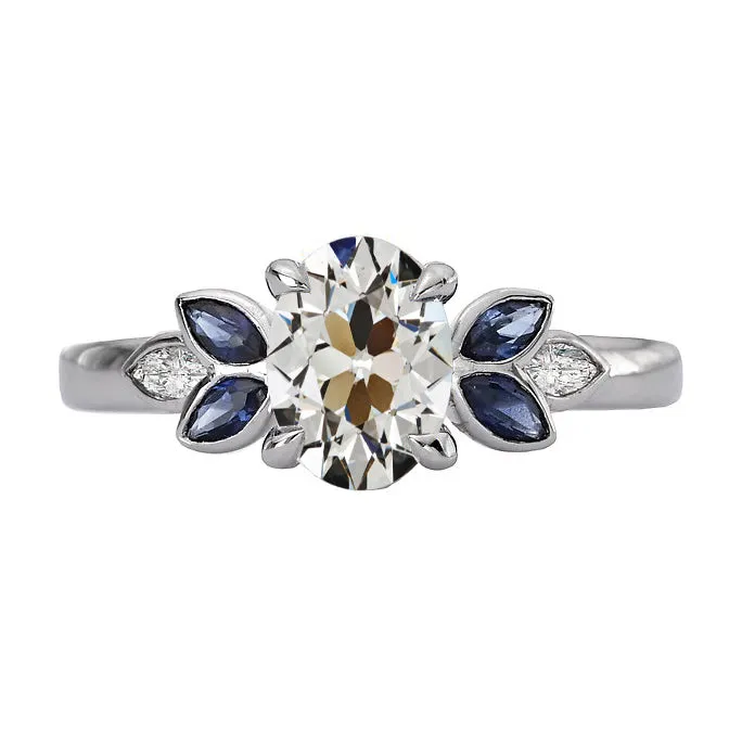 HarryChadEntcom Rings Genuine Oval Old Cut Natural Earth Mined Diamond Marquise Blue Sapphires Ring 650 Carats HarryChadEntcom Rings Genuine Oval Old Cut Natural Earth Mined Diamond Marquise Blue Sapphires Ring 650 Carats
