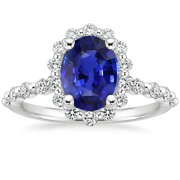 HarryChadEntcom Rings Halo Natural Earth Mined Diamond Ring Flower Style Sri Lankan Sapphire 4 Carats HarryChadEntcom Rings Halo Natural Earth Mined Diamond Ring Flower Style Sri Lankan Sapphire 4 Carats