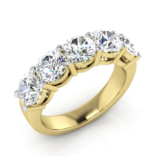 HarryChadEntcom Rings Mined Diamond Band 5 Stone Round Womens