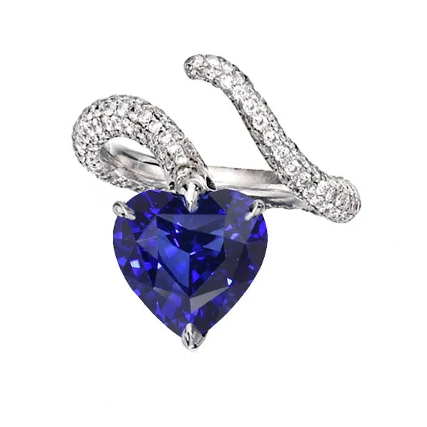HarryChadEntcom Rings Natural Earth Mined Diamond Jewelry Heart Blue Sapphire Ring Twisted Style 5 Carats HarryChadEntcom Rings Natural Earth Mined Diamond Jewelry Heart Blue Sapphire Ring Twisted Style 5 Carats