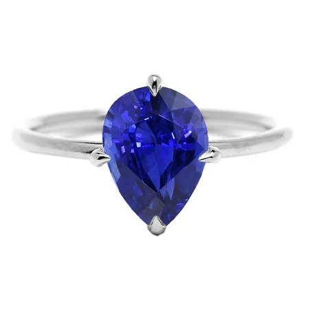 HarryChadEntcom Rings Pear Cut Gemstone Ring 2 Ct Solitaire Sri Lankan Sapphire HarryChadEntcom Rings Pear Cut Gemstone Ring 2 Ct Solitaire Sri Lankan Sapphire