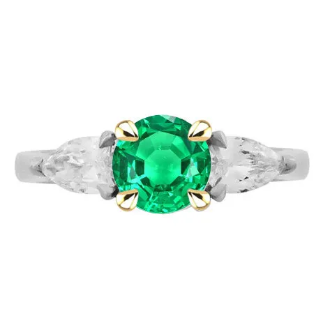 HarryChadEntcom Rings Pear Diamond Green Emerald Ring 3 Stone Gemstone Jewelry HarryChadEntcom Rings Pear Diamond Green Emerald Ring 3 Stone Gemstone Jewelry