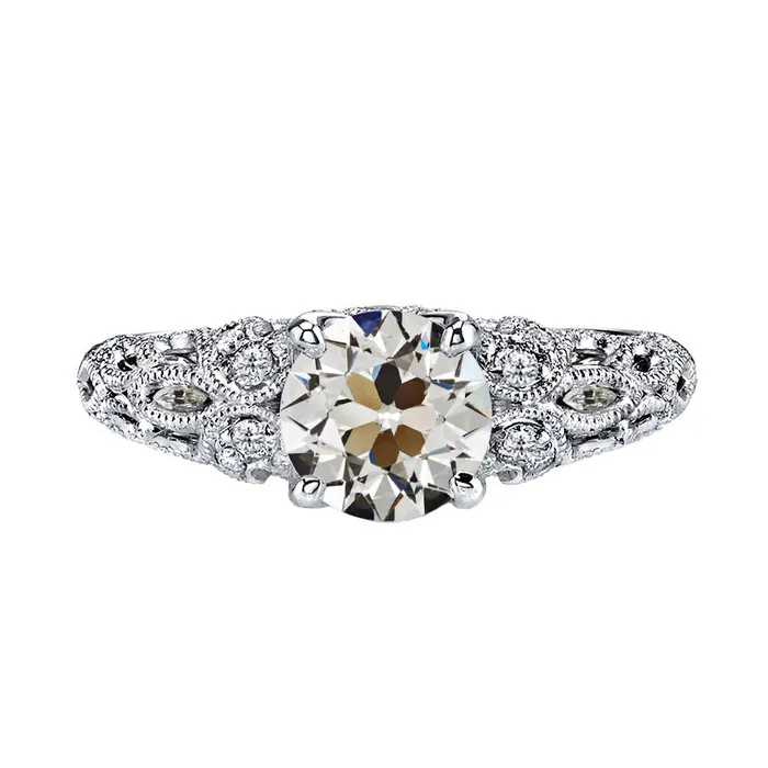 HarryChadEntcom Rings Real 250 Carats Old Mine Cut Diamond Milgrain Wedding Ring White Gold 14K HarryChadEntcom Rings Real 250 Carats Old Mine Cut Diamond Milgrain Wedding Ring White Gold 14K