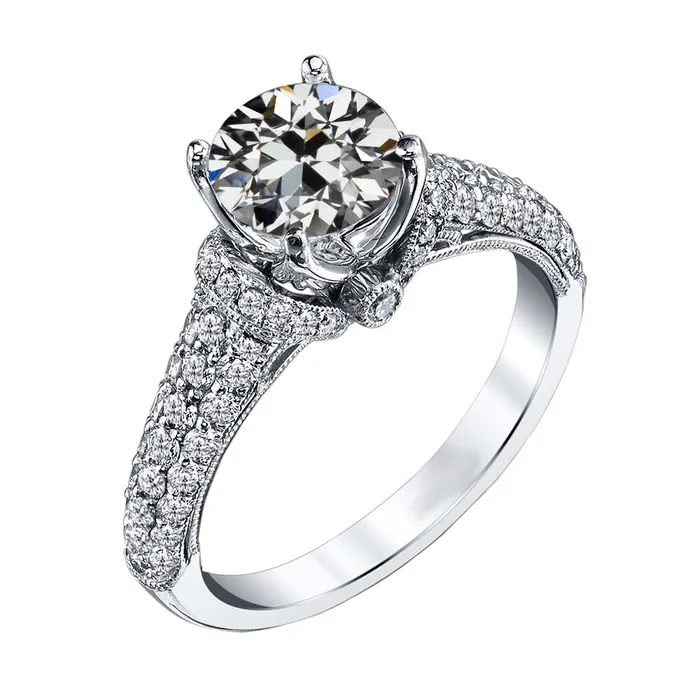 HarryChadEntcom Rings Round Old Cut Real Diamond Milgrain Anniversary Ring 3 Carats HarryChadEntcom Rings Round Old Cut Real Diamond Milgrain Anniversary Ring 3 Carats