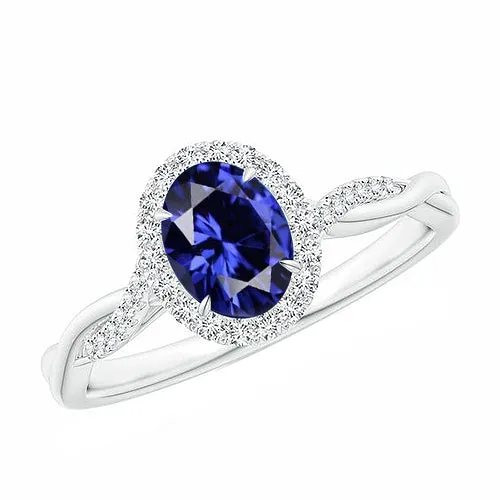 HarryChadEntcom Rings White Natural Earth Mined Diamond Halo Ring Blue Sapphire Twisted Shank 5 Carats HarryChadEntcom Rings White Natural Earth Mined Diamond Halo Ring Blue Sapphire Twisted Shank 5 Carats