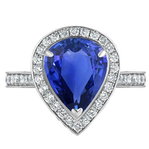 HarryChadEntcom Women Halo Wedding Ring Pear Blue Sapphire Natural Earth Mined Diamonds 450 Carats Rings HarryChadEntcom Women Halo Wedding Ring Pear Blue Sapphire Natural Earth Mined Diamonds 450 Carats Rings