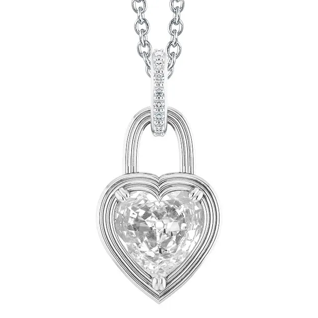 Heart Old Cut Natural Earth Mined Diamond Pendant Lock Style 4 Carats White Gold 14K HarryChadEntcom Necklaces Heart Old Cut Natural Earth Mined Diamond Pendant Lock Style 4 Carats White Gold 14K HarryChadEntcom Necklaces