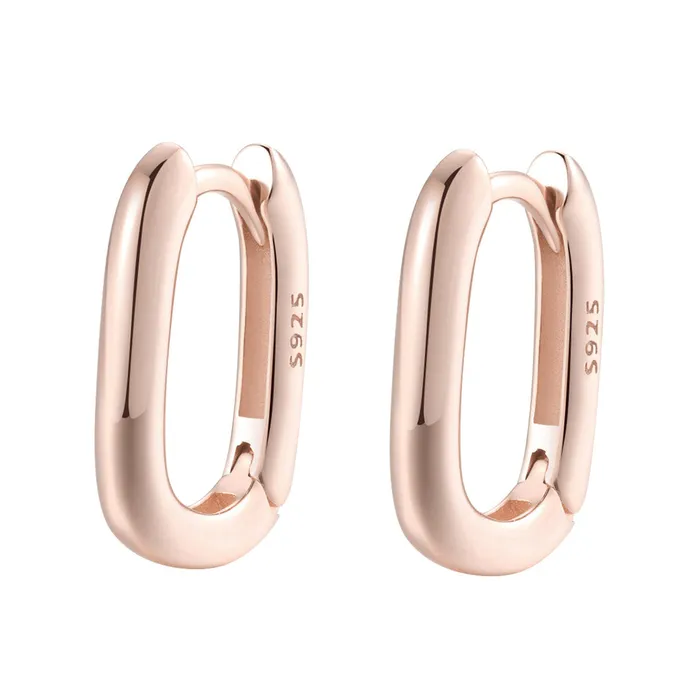 Hey Happiness Earrings Oval Hoop Huggie Earrings Sterling Silver Gold Hey Happiness Earrings Oval Hoop Huggie Earrings Sterling Silver Gold