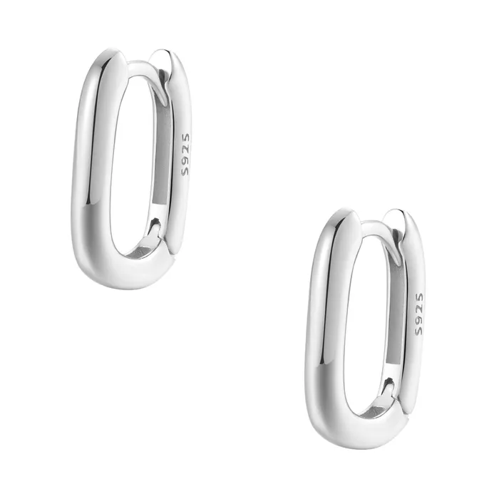 Hey Happiness Earrings Oval Hoop Huggie Earrings Sterling Silver Gold Hey Happiness Earrings Oval Hoop Huggie Earrings Sterling Silver Gold