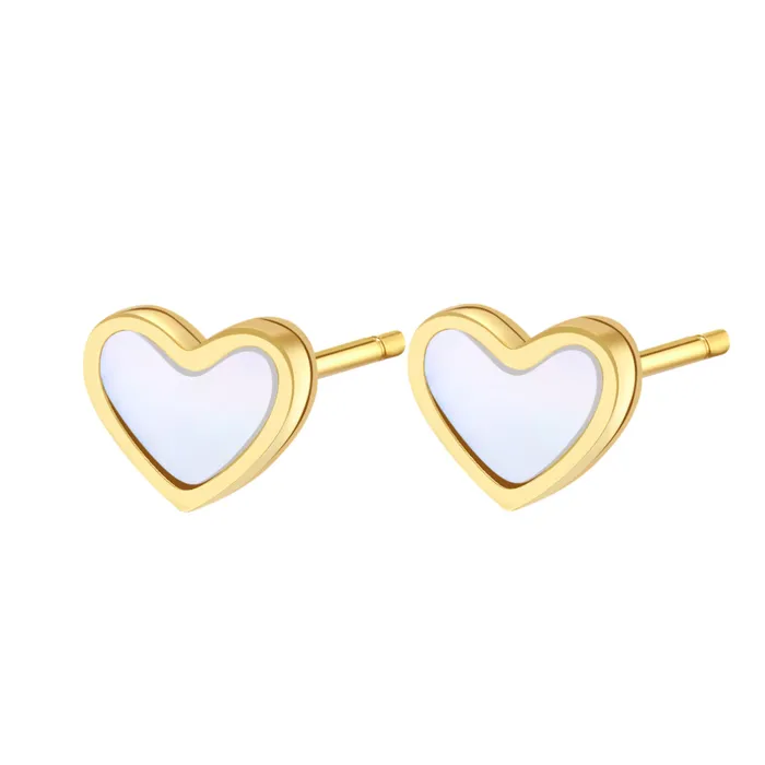 Hey Happiness Earrings Shell Heart Stud Earrings Gold