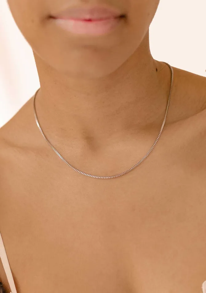 Hey Happiness Necklaces Box Chain Link Necklace Silver Hey Happiness Necklaces Box Chain Link Necklace Silver