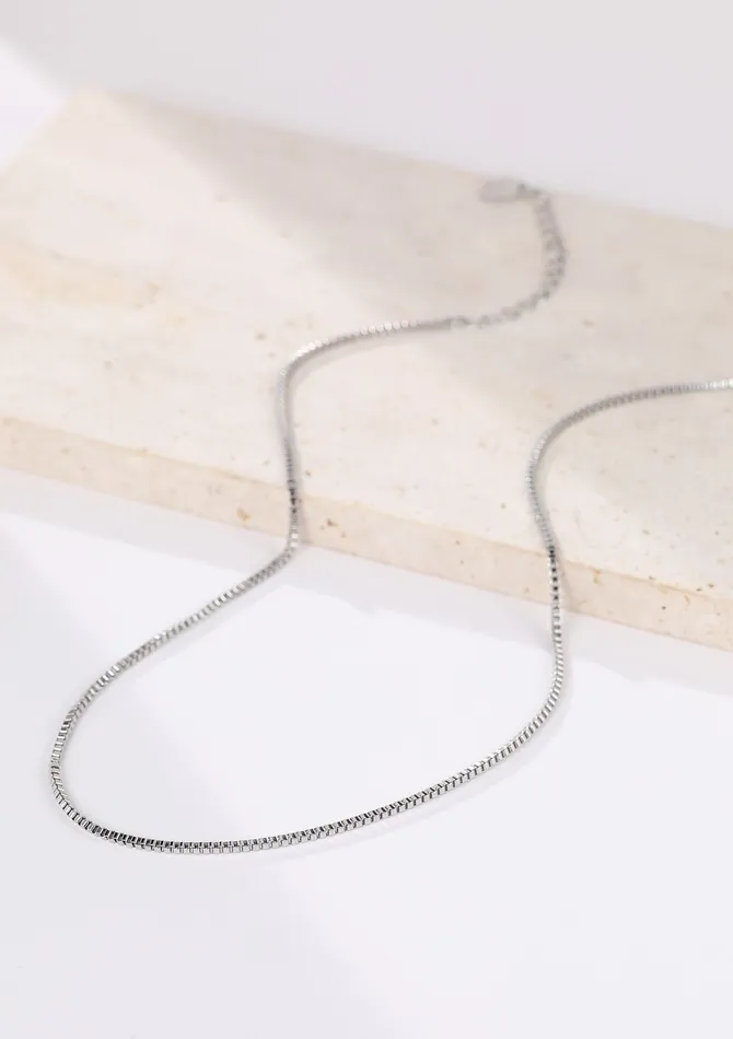 Hey Happiness Necklaces Box Chain Link Necklace Silver Hey Happiness Necklaces Box Chain Link Necklace Silver