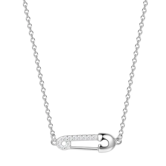 Hey Happiness Necklaces Safety Pin Pendant Necklace Sterling Silver