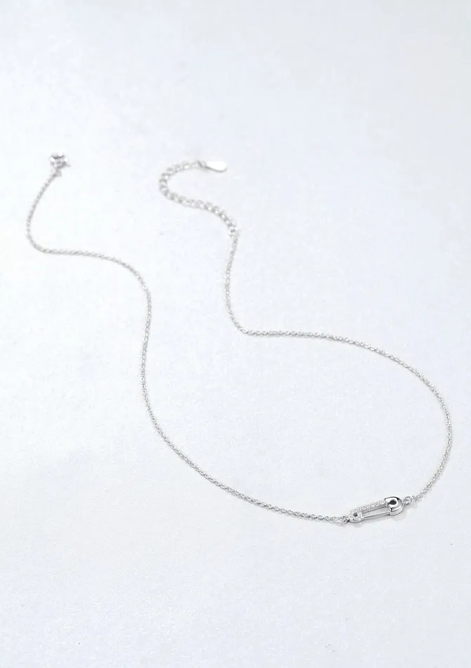 Hey Happiness Necklaces Safety Pin Pendant Necklace Sterling Silver Hey Happiness Necklaces Safety Pin Pendant Necklace Sterling Silver