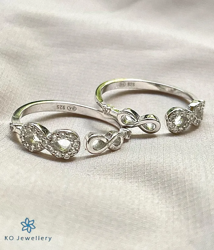 Imported Rings The Infinity Silver ToeRings Front open