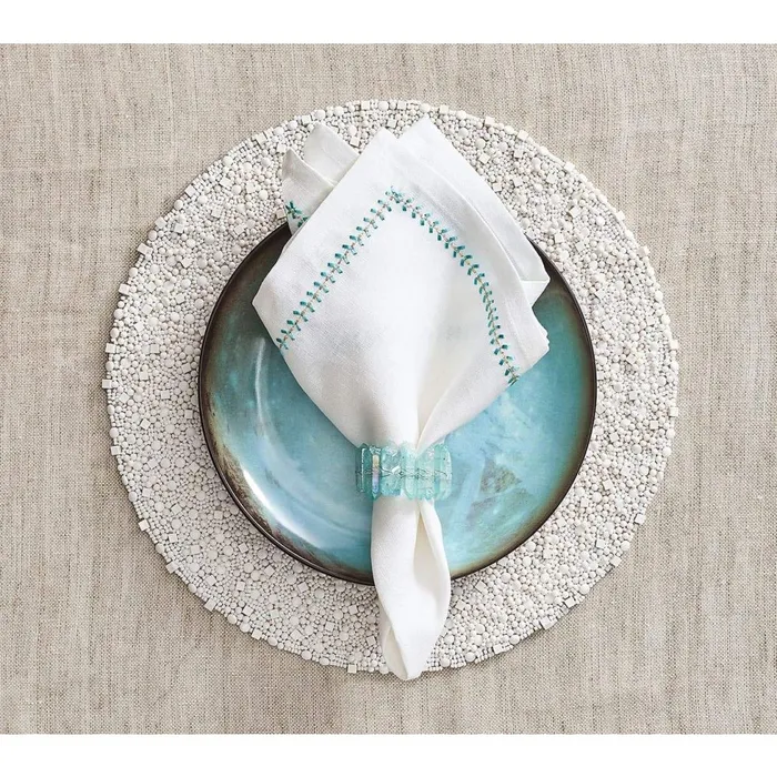 Kim Seybert Radiant Napkin Ring in Seafoam Set of 4 CrystalGlass Kim Seybert Rings Kim Seybert Radiant Napkin Ring in Seafoam Set of 4 CrystalGlass Kim Seybert Rings