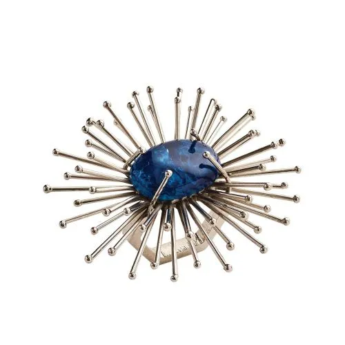 Kim Seybert Rings Kim Seybert Flare Napkin Ring In Cobalt Silver Set of 4 Brass 375 x 4 Kim Seybert Rings Kim Seybert Flare Napkin Ring In Cobalt Silver Set of 4 Brass 375 x 4