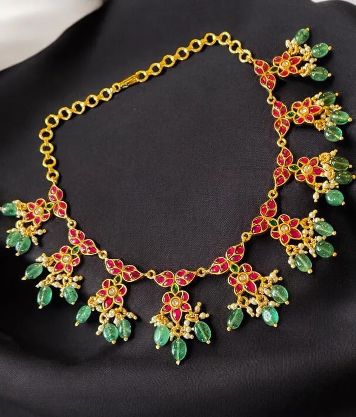 Kundan Necklaces The Jahanara Silver KundanJadau Necklace