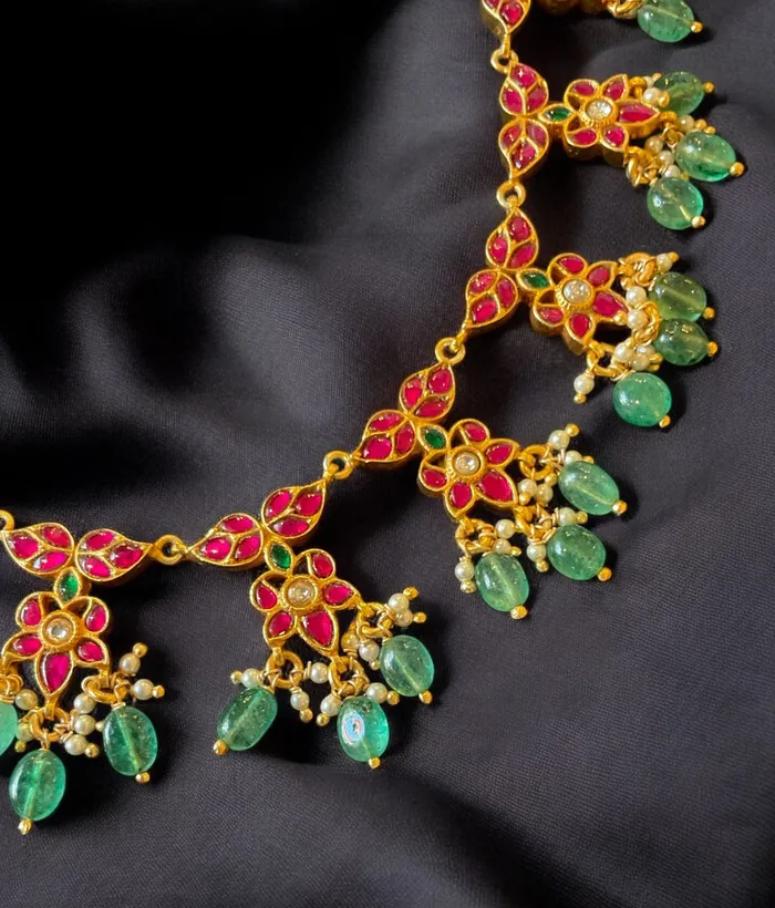 Kundan Necklaces The Jahanara Silver KundanJadau Necklace