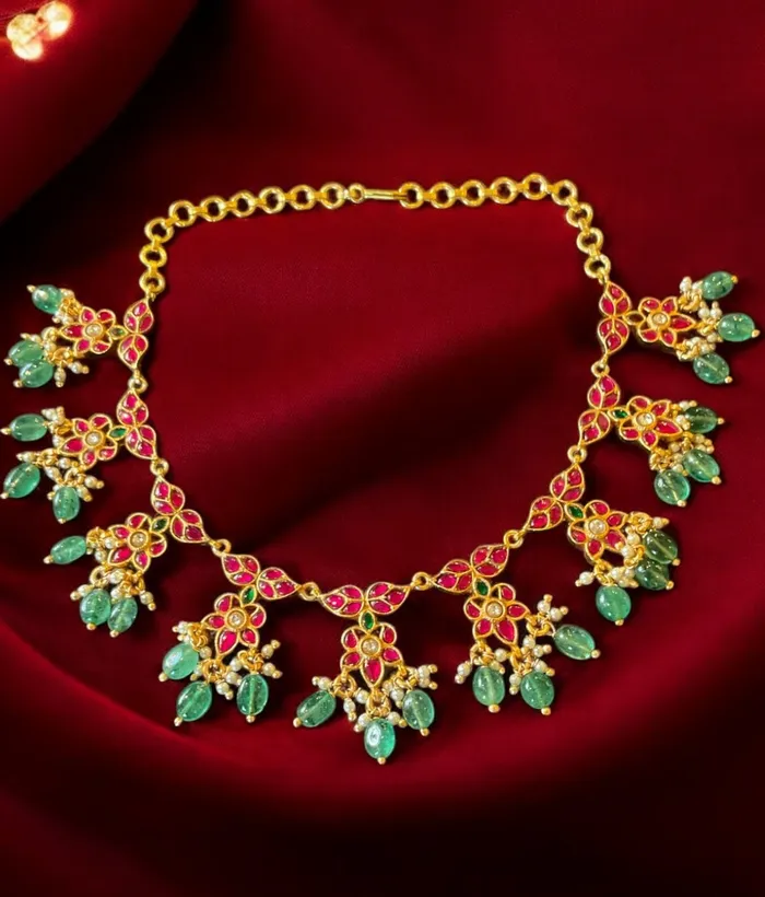 Kundan Necklaces The Jahanara Silver KundanJadau Necklace