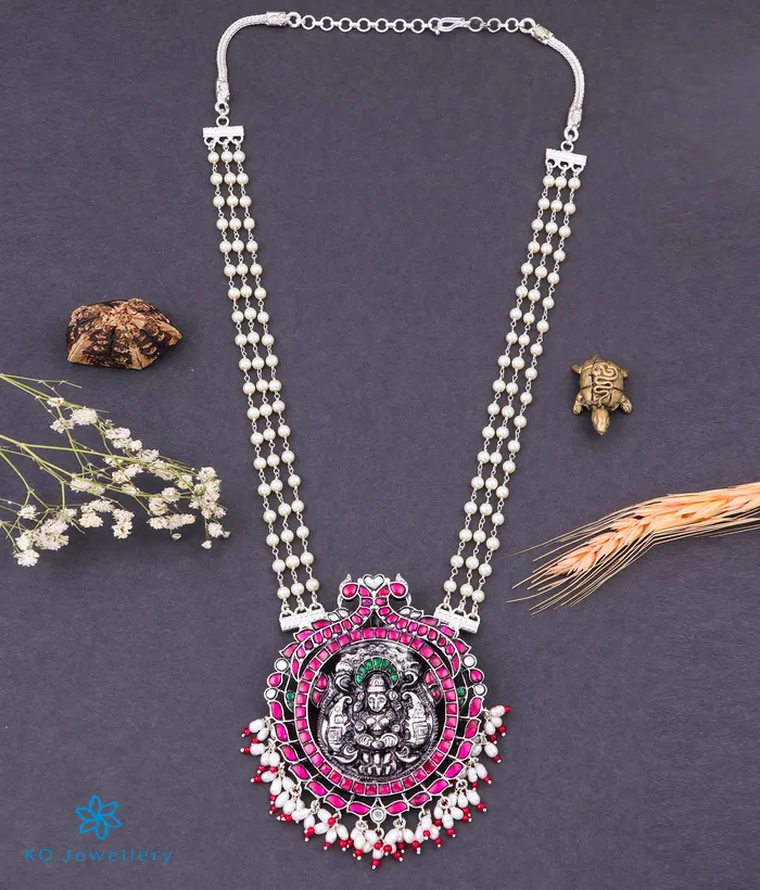 kundan Necklaces The Lakshiya Silver Lakshmi Kundan Necklace