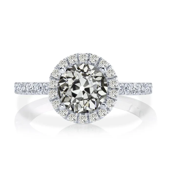 Ladies Halo Wedding Ring Round Old Mine Cut Natural Earth Mined Diamond 550 Carats GB Rings Ladies Halo Wedding Ring Round Old Mine Cut Natural Earth Mined Diamond 550 Carats GB Rings
