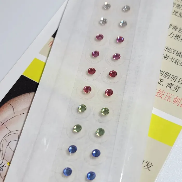 Life Changing Energy Earrings Crystal Gem Stone Magnetic Bead Clear Tape Ear Seeds