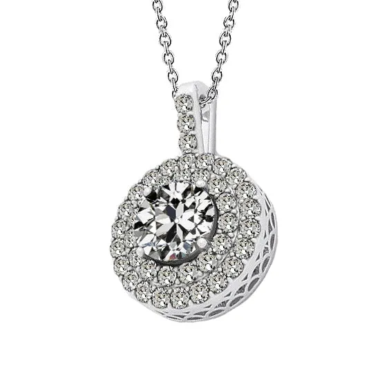 Necklaces Double Halo Pendant 3 Carats Old Miner Real Diamond HarryChadEntcom Necklaces Double Halo Pendant 3 Carats Old Miner Real Diamond HarryChadEntcom
