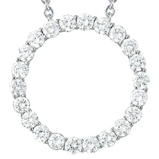 Necklaces GB 2 Cts Natural Earth Mined Diamond Circle Of Love Pendant Necklace Without Chain Gold 14K