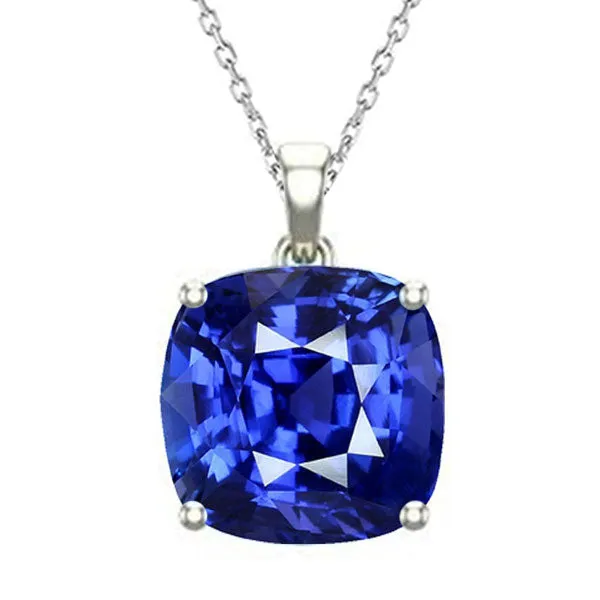 Necklaces HarryChadEntcom Solitaire Cushion Ceylon Sapphire Pendant with Chain 550 Carats Necklaces HarryChadEntcom Solitaire Cushion Ceylon Sapphire Pendant with Chain 550 Carats
