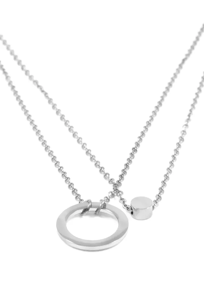Necklaces Hey Happiness Circle Hoop Layered Pendant Necklace Silver Necklaces Hey Happiness Circle Hoop Layered Pendant Necklace Silver