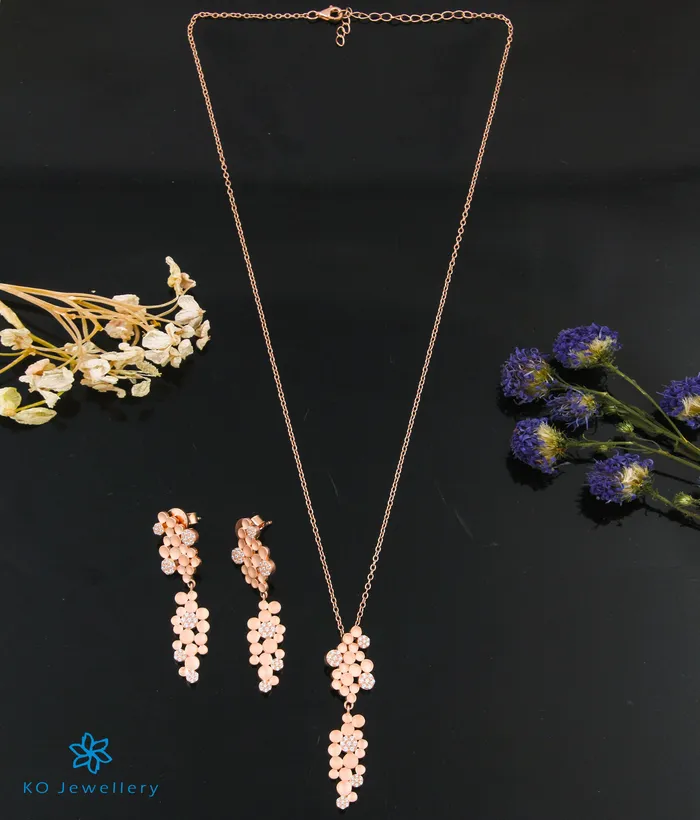 Necklaces Imported The Anahata Silver Rosegold Necklace Set