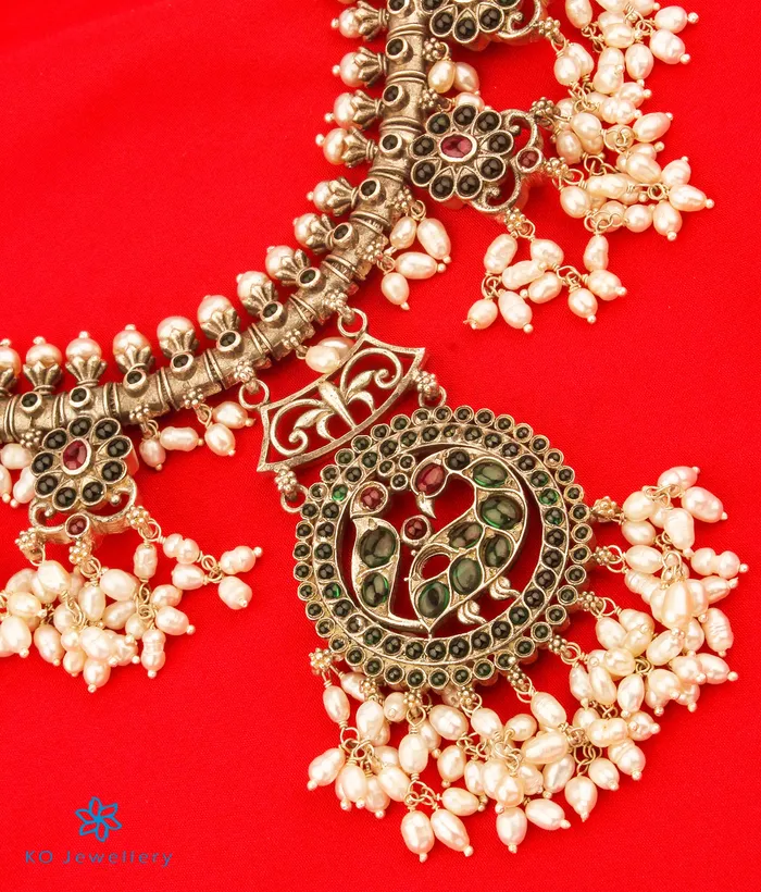 Necklaces Silversmith The Aarushi Silver Guttapusalu Necklace OxidisedShort