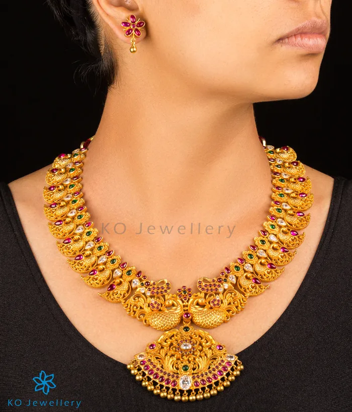 Necklaces Silversmith The Ambara Silver Peacock Bridal Necklace