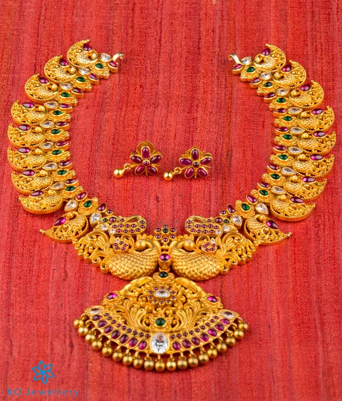 Necklaces Silversmith The Ambara Silver Peacock Bridal Necklace