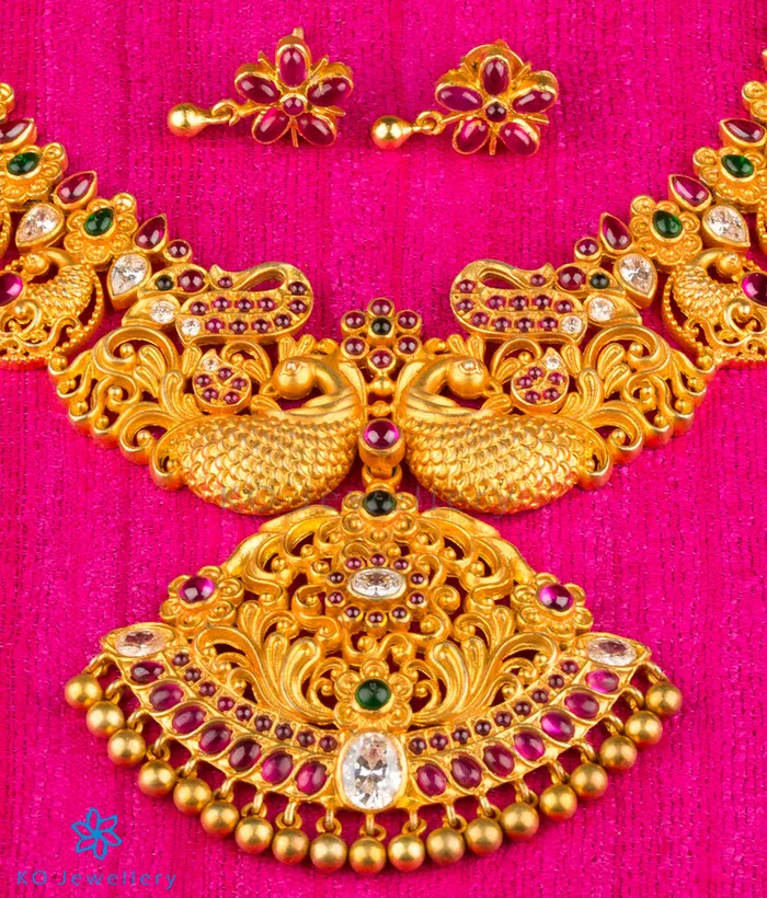 Necklaces Silversmith The Ambara Silver Peacock Bridal Necklace