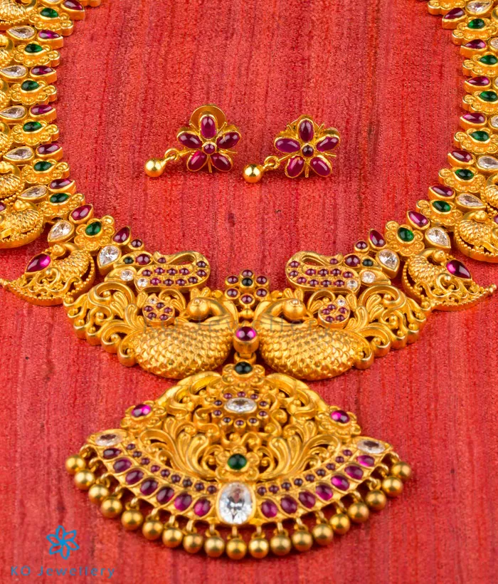 Necklaces Silversmith The Ambara Silver Peacock Bridal Necklace