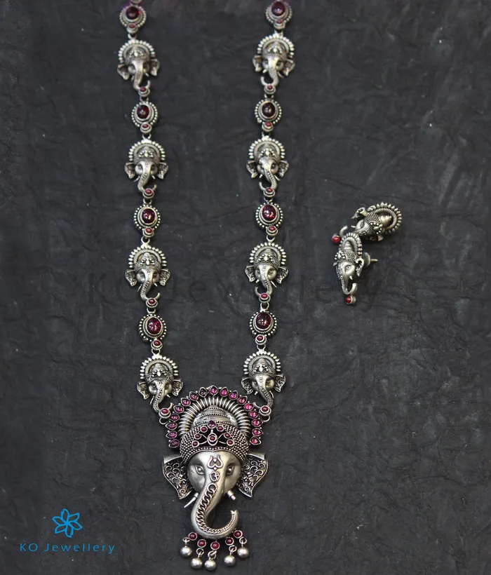 Necklaces Silversmith The Gajakarna Silver Ganesha Necklace