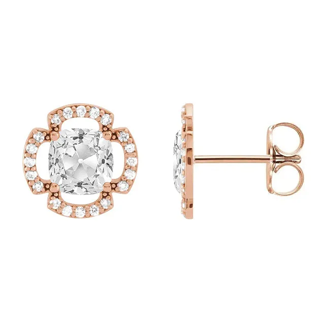 Old Miner Cushion Natural Diamond Elegant Stud Earrings 750 Ct HarryChadEntcom Earrings