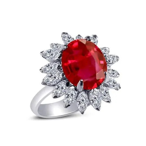 Oval Shape 1380 Carats Ruby Natural Earth Mined Diamond White Gold 14K Ring GB Rings Oval Shape 1380 Carats Ruby Natural Earth Mined Diamond White Gold 14K Ring GB Rings